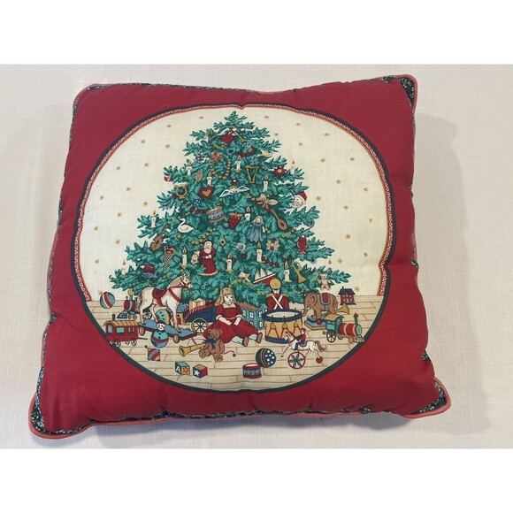 Set Of 2 Vintage Christmas Tree Throw Pillows Square 15” - Picture 5 of 8